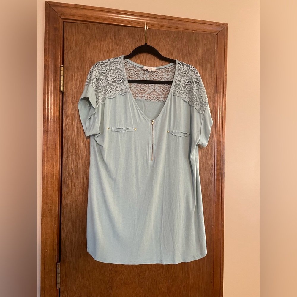 2X Seafoam Green Lace Top/Tunic